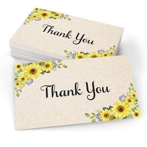 25 Sunflower Thank You Cards on 3 x 5 Thick Cardstock